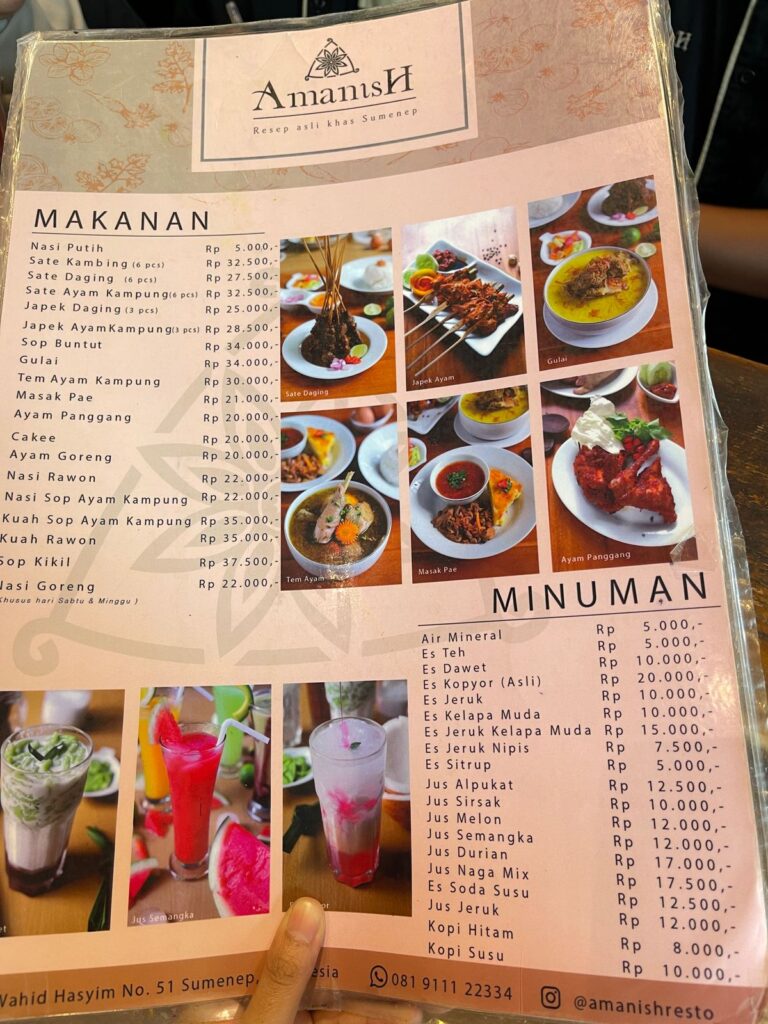 menu di amanish resto sumenep